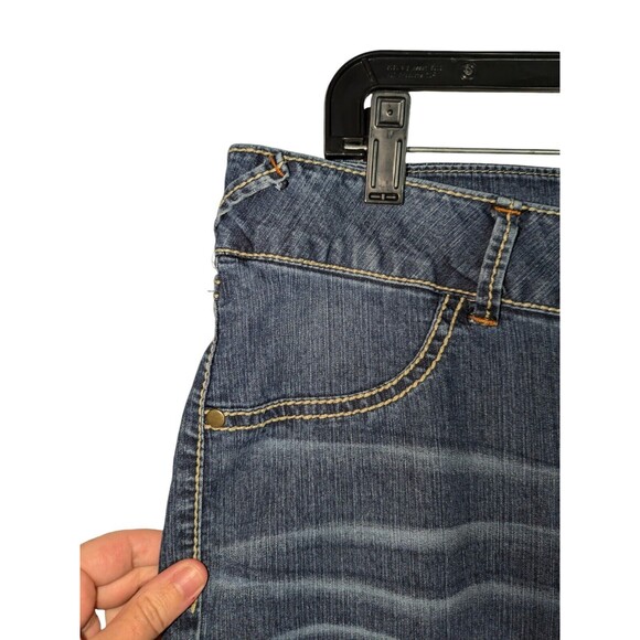 Y2K Mudd Sz 15 Junior's Blue Whiskered Double Button Slim Straight Leg Jeans - Picture 3 of 7